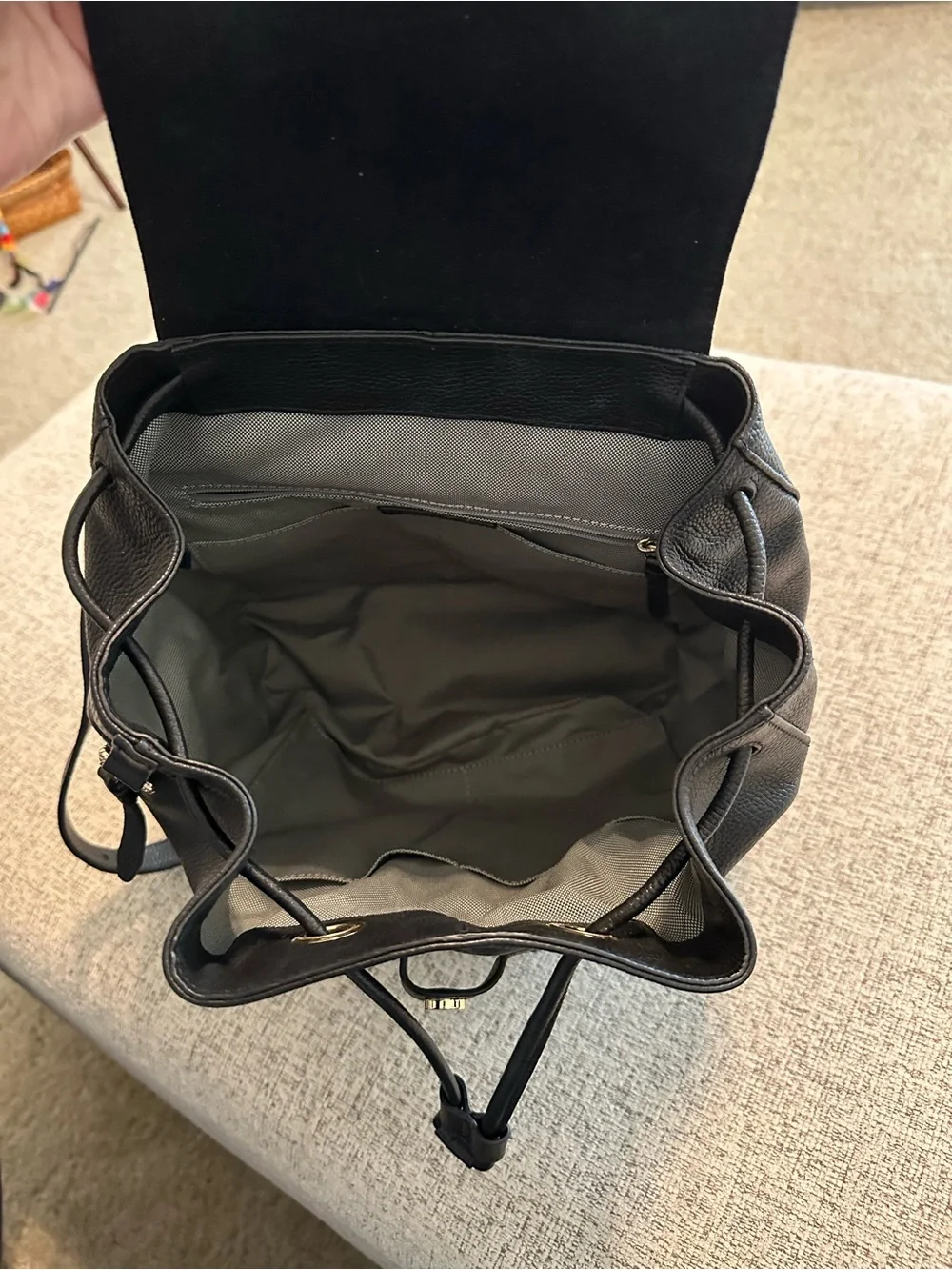 Cole Haan Black Pebbled Leather Backpack